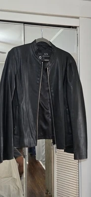 Armani Exchange Men's Faux Leather Jacket Moto Zip Sz M  - Image 1 of 4