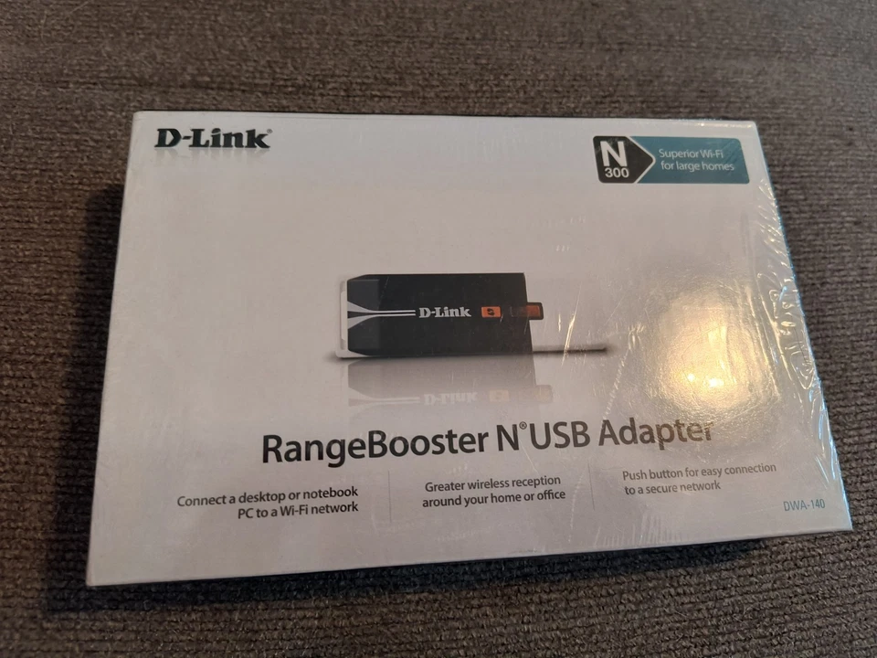 D-Link RangeBooster N USB Adapter DWA-140 Wireless N-300 Greater Reception New - Image 1 of 2