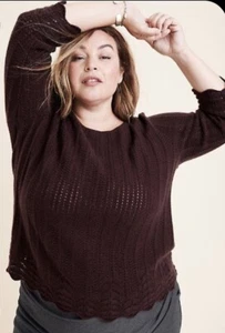 Neu mit Etikett Ryllace 100 % Kaschmir weinrot burgunderrot Jakobsmuschel Pullover Pulli 2X $ 200 - Bild 1 von 11