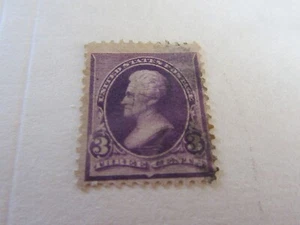 Sc#221 Jackson 3c Stamp Used Condition-Light Cancel-Prior H-No Gum-1890 CV $9 #1 - Picture 1 of 2