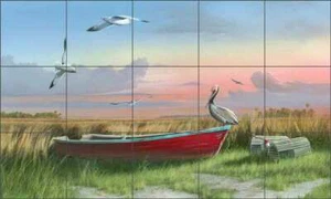 Glass Tile Backsplash Mike Brown Seashore Art Mural MBA006 - Picture 1 of 1