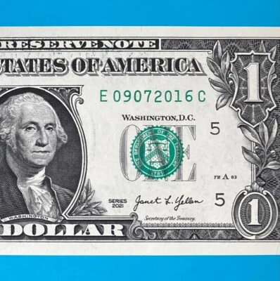 September 7, 2016 / 9 July 2016 (E 09072016 C) BIRTHDAY $1 One Dollar Bill *UNC* - Image 1 of 4