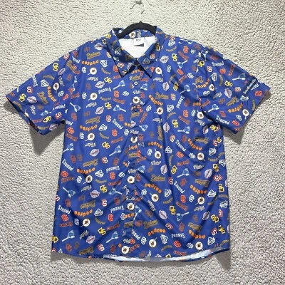 San Diego Padres Shirt Size Large Blue All Over Print MLB Southwest Airlines - Image 1 of 4