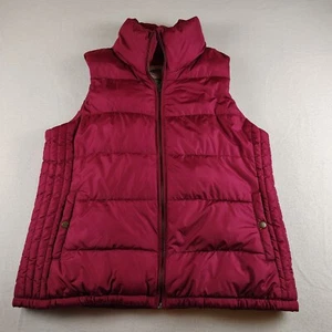 Old Navy Vest Womens Large Red  Maroon Quilted Puffer Relaxed Fit Slash Pockets - Picture 1 of 12