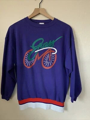 Sudadera gráfica de bicicleta GUESS Jeans vintage 1989 talla única púrpura funciona pequeña Foto 1 de 3