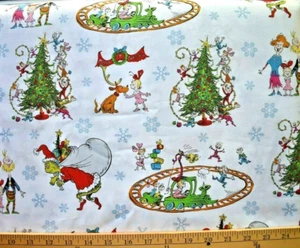 HOW THE GRINCH STOLE CHRISTMAS PRINT 100% COTTON FABRIC  23X43 INCH REMNANT - Picture 1 of 3