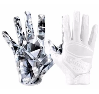 CUTTERS GLOVES New - CUTTERS Game Day Elite Youth Football Receiver Gloves White Diamond S/M