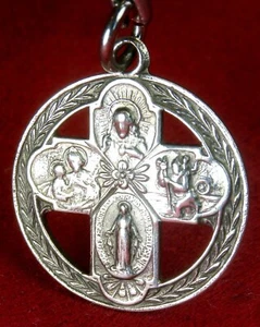 WWII Catholic Chaplain's Victory Wreath Sterling dog tag Chain Miraculous Medal - Picture 1 of 8