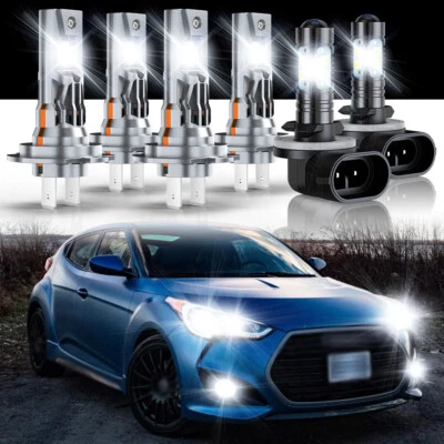 Kits de faros antiniebla altos bajos blancos para Hyundai Veloster 2012-2017 Foto 1 de 4