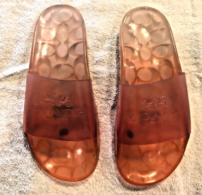 Sandalias Coach Ulyssa de goma deslizables para mujer 6B mandarina, punta abierta nuevas Foto 1 de 4