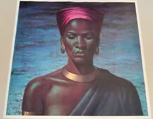 VINTAGE VLADIMIR TRETCHIKOFF SIGNED ZULU GIRL SOUTH AFRICA ART PRINT - Picture 1 of 6