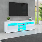 Hochglanz TV-Board Fernsehschrank 160cm Weiß Sideboard Mit LED-Licht Lowboard 