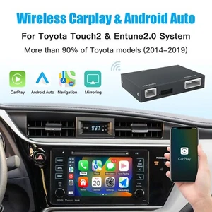 Black Wireless Carplay Android Auto for TOYOTA Touch 2 CHR Avalon RAV4 Highlande - Picture 1 of 9