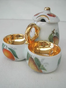 * SALIERE ET POIVRIERE MOUTARDIER LES FRUITS LIMOGES - Foto 1 di 1