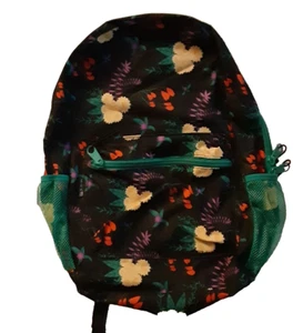 rctic Star Book Bag Backpack - Black Floral - School Work Travel 17" Zip Pockets - Picture 1 of 7