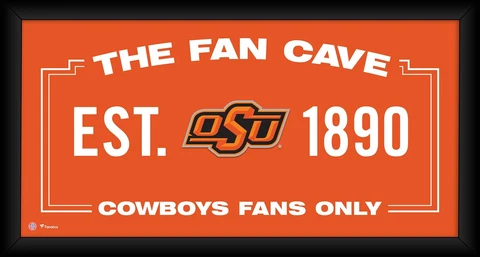 Oklahoma State Cowboys Framed 10" x 20" Fan Cave Collage Cover