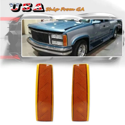 2 шт желтых передних боковых габаритных угловых фар для 88-93 GMC K1500 K2500 K3500 - Изображение 1 из 4