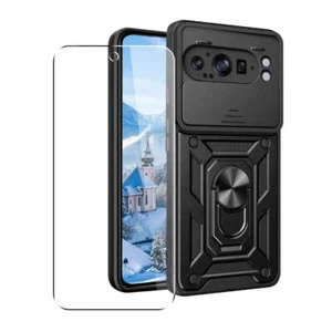 Case for Google Pixel 9 Pro XL Camera Lens Cover Stand Black - Picture 1 of 5