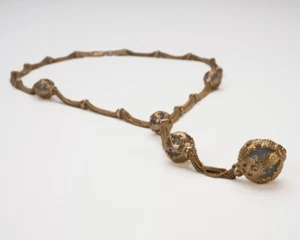 Collier Sphère Dorée 14K Long | Quartz Céleste | Fait Main Toscane Élégant - Picture 1 of 10