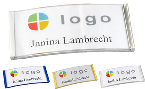 1 placa de identificación de plástico arqueada, diferentes colores aguja imán combiclip - Imagen 1 de 2