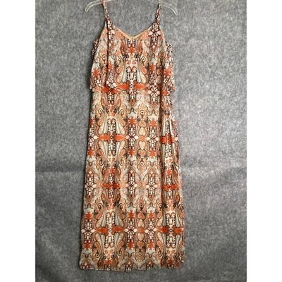Tanner 100% Silk Paisley Slip Dress O2/M NWT $395 Orange Boho Festival - Image 1 of 4