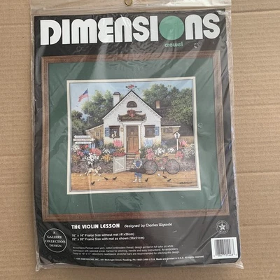 Dimensions 1448 Violin Lesson Wysocki Crewel Embroidery Kit 16x14 NIP VTG 90s - Image 1 of 3