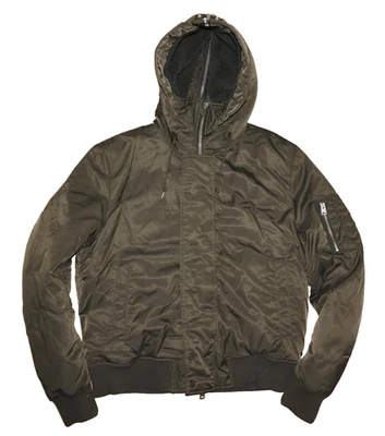 Chaqueta Bomber Para Hombre ALLSAINTS Caqui Verde Cremallera Capucha Aislada GRANDE Foto 1 de 4