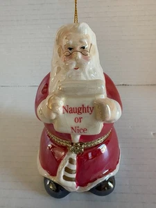 Mr. Christmas Babbo Natale Music Box Avvolgibile Porcellana Ornamento Cattivo e Bello Alto 5" - Foto 1 di 8