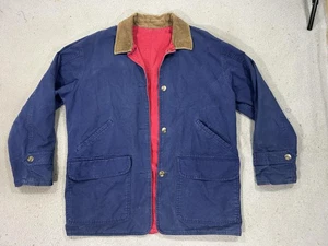 Brandon Thomas Jacket Mens Medium Blue Red Reversible Chore Corduroy Collar - Picture 1 of 15