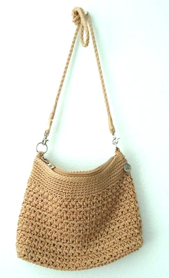 Vtg The Sak Original Beige Crochet Double Strap Mini Shoulder Bag Size-10x8x2 in - Image 1 of 4