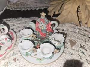 Miniatur 6 teiliges Weihnachtsbaum Teeservice  - Bild 1 von 2