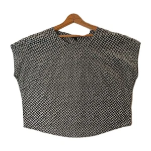 Eileen Fisher Top Womens S Small Black Creme Polka Dot Bandhini Organic Cotton - Picture 1 of 17