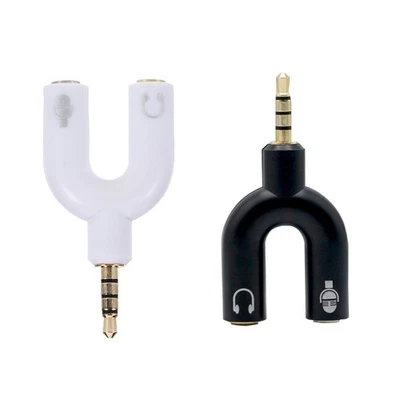 2 Pcs Sdoppiatore Cuffie Microfono Splitter Per Adattatore Audio - Immagine 1 di 4