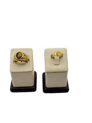 Juego de 2 anillos chapados en oro - Ojo de tigre llamativo y minimalista Foto 1 de 4