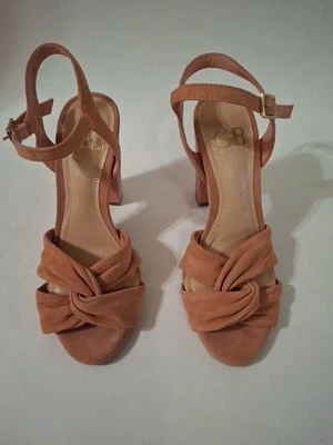 Zapatos para mujer GIANI BINI punta abierta tacón alto correa al tobillo gamuza naranja talla 6,5 Foto 1 de 4