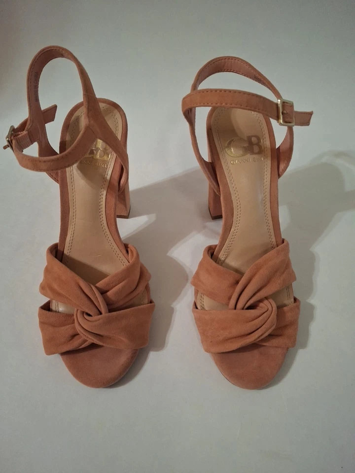 Zapatos para mujer GIANI BINI punta abierta tacón alto correa al tobillo gamuza naranja talla 6,5 Foto 1 de 4