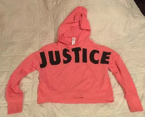 Preteen girl sz 10 pink cropped hoodie sweatshirt, Justice brand, tagged 2019 - Picture 1 of 3