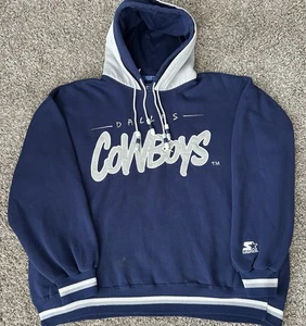 Vintage 90s Dallas Cowboys Starter Hoodie Sweatshirt Embroidered Script Size XL - Picture 1 of 11
