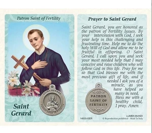 St Gerard Prayer Card w Medal Patron Saint of Fertility and Motherhood - Picture 1 of 2