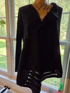 EILEEN FISHER Women's Black Wrap Front Long Sleeve Cardigan Sweater XS - Picture 1 of 9