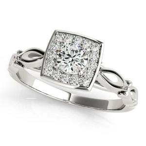 0.50ct Round Diamond Square Halo Engagement Ring - Bild 1 von 4