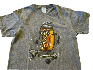 Vintage Hot Dog Boarding Mens S- Delta Pro-Weight Single Stitch Gray T-shirt - Picture 1 of 5