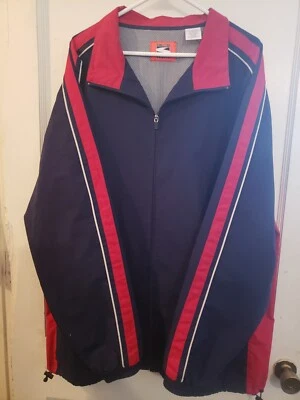 XXL 2 X высокий просто для спортивной куртки синий w/красный и белый акценты полный молнии новый без ЯРЛЫКОВ - Изображение 1 из 3