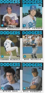 LOS ANGELES DODGERS 1986 TOPPS TEAM SET 29 CARDS NM/MT HERSHIER SCIOSCIA SAX - Picture 1 of 1