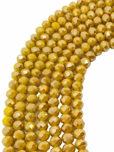 Crystal Spacer Beads Opaque Mustard Luster 4mm Rondelle Qty: 62 - Picture 1 of 2