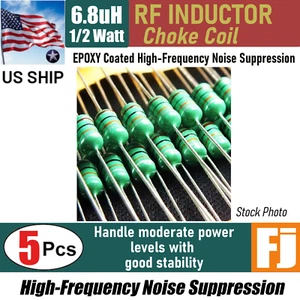 Bobina obturadora RF recubierta de epoxi inductor de 5 piezas 6,8 uH 1/2 W | Envío a EE. UU. - Imagen 1 de 5