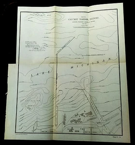 Mapa original de 1902 de Calumet Harbor Illinois Lake Michigan refugio propuesto - Imagen 1 de 3