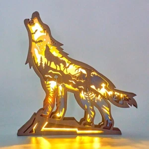 Luz LED de Noche Talla Animales Madera 3D, Lámpara Tallada en Madera Decoración Festival - Imagen 1 de 8