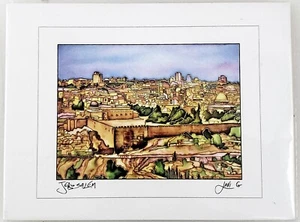 Javi G JERUSALEM Kunstdruck Israel Lavi Gruppe Künstler signiert NEU ca. 5,75"x4,5" - Bild 1 von 3