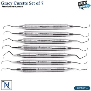 Juego de 7 piezas de curetas graciosas huecas periodontales instrumentos quirúrgicos dentales - Imagen 1 de 3